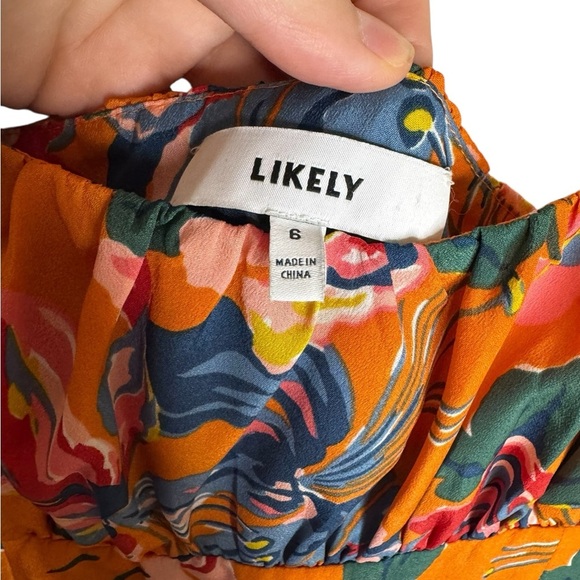🌸Likely Kimbell Tiered Floral Midi Dress Orange Multicolor Size 6🌸 - Picture 2 of 5